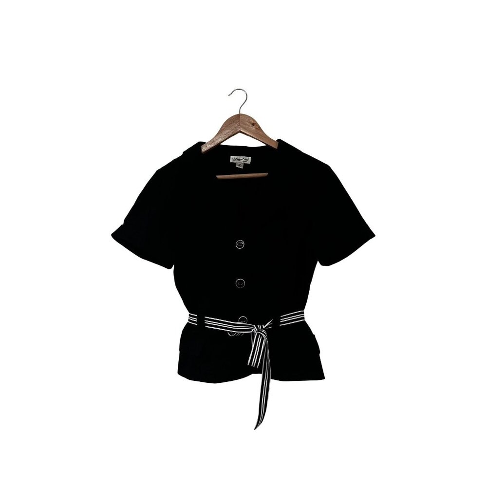 Vintage Coldwater Creek Black Women's Classic Button Up Blouse Size 12